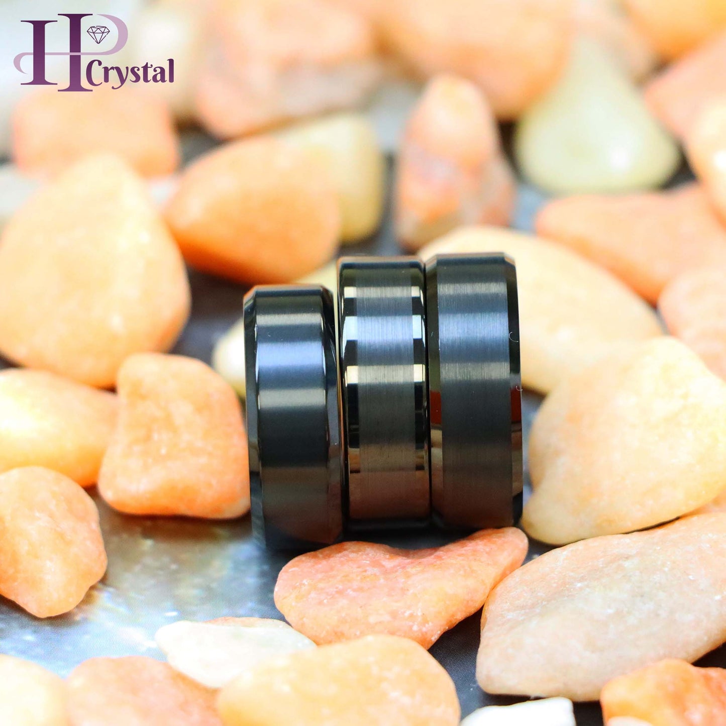 Black IP Plated Titanium/Tungsten Ring Brushed Center Beveled Edge Titanium Ring Wood Sleeve Tungsten Ring