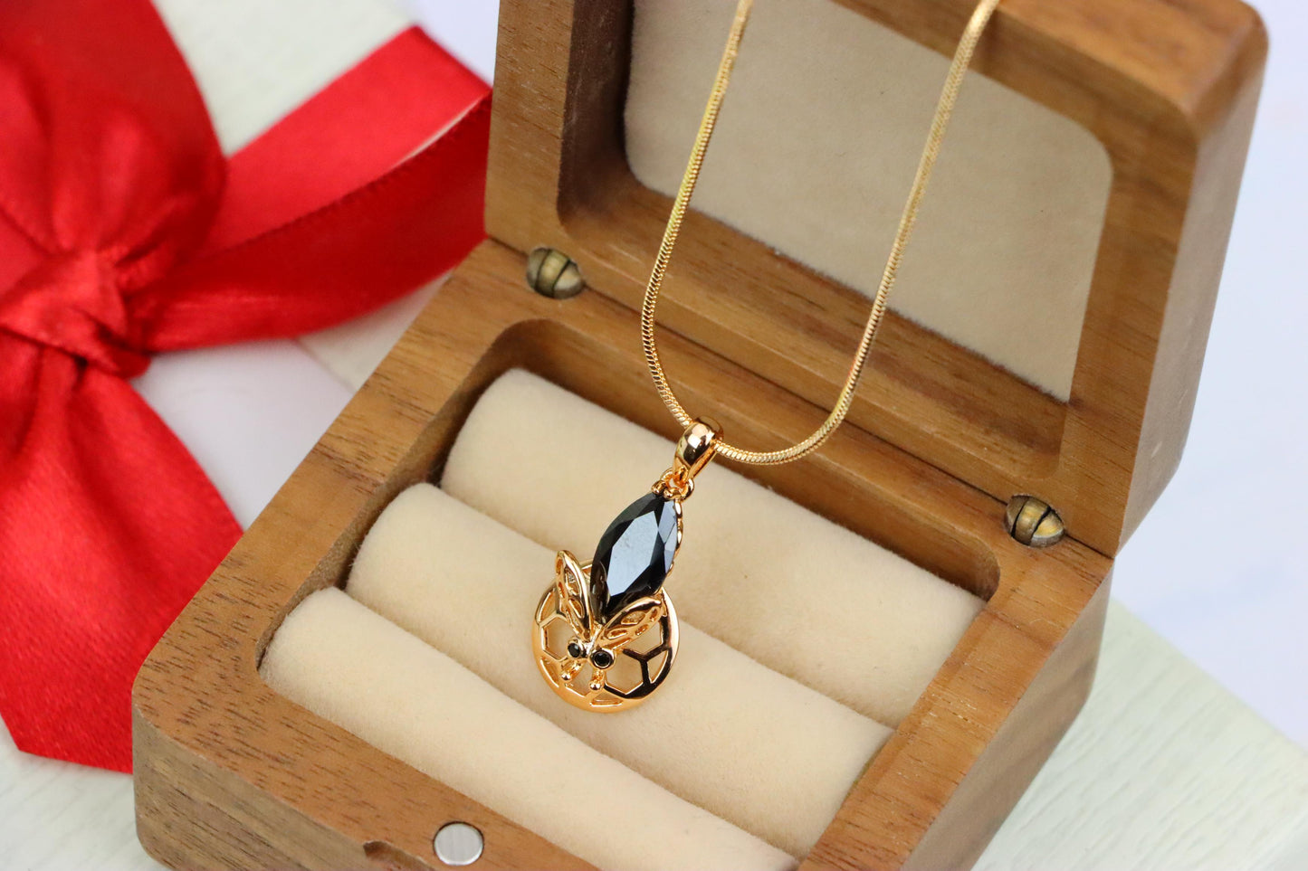 Rose Gold Honeycomb Butterfly Pendant with Black Gem, XPPT1314 (2131-7)