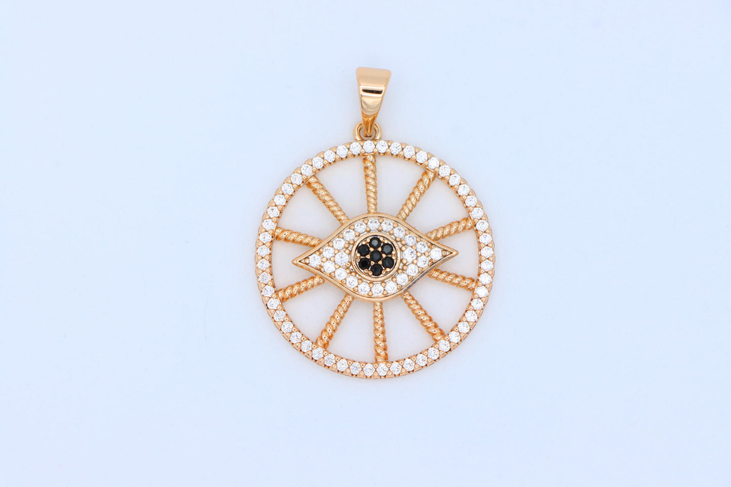 Sparkling Rose Gold Evil Eye Round Pendant, XPPT1315 (2131-8)