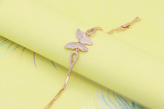 Butterfly Wing Rose Gold Bracelet with Crystals, XPBL0986 (2099-5)