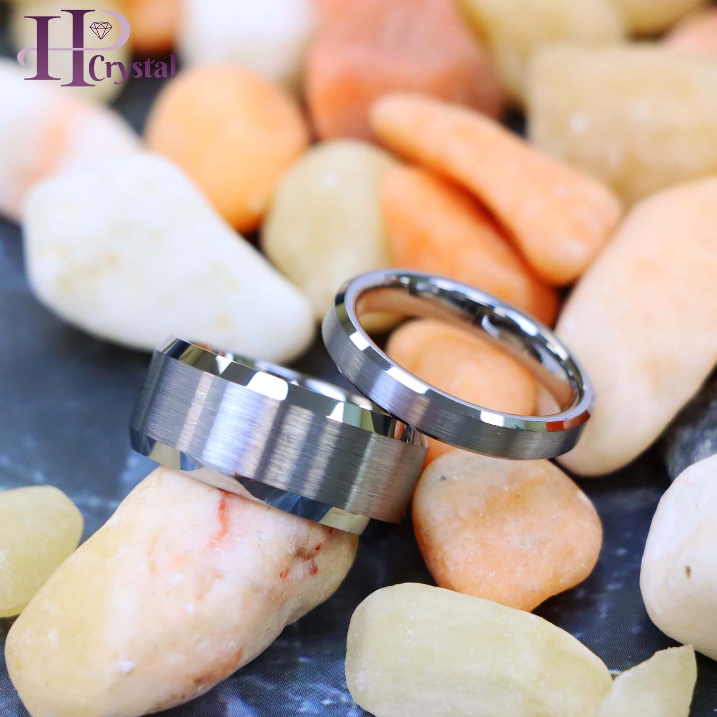 Flat Brushed Center High Polish Beveled Edge Tungsten Ring