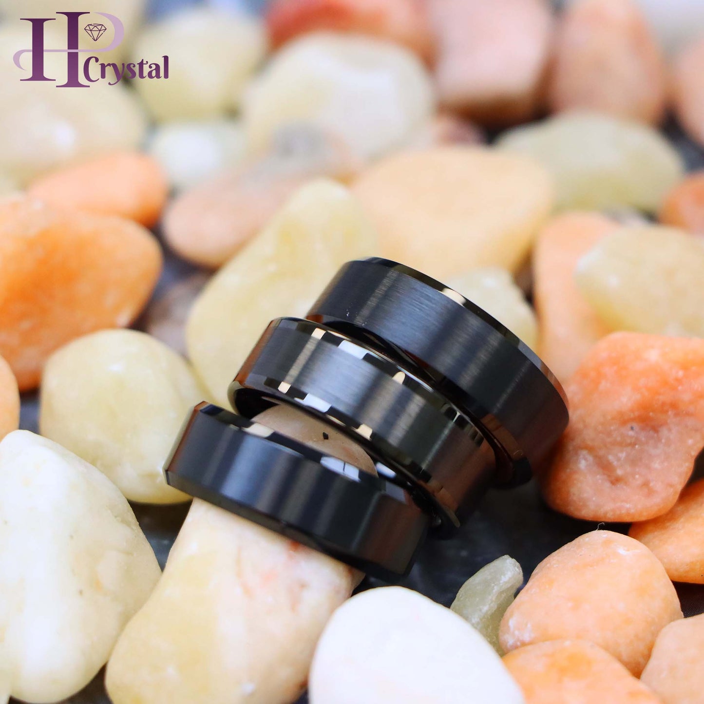 Black IP Plated Titanium/Tungsten Ring Brushed Center Beveled Edge Titanium Ring Wood Sleeve Tungsten Ring