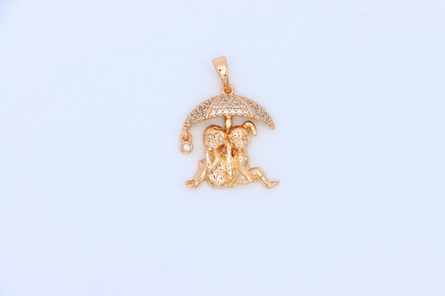 Adorable Couple Under Umbrella Rose Gold Pendant, XPPT1316 (2131-9)