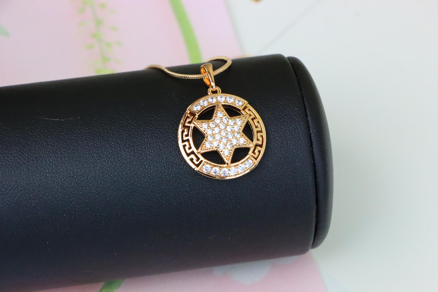 Sparkling Starburst Circle Rose Gold Pendant, XPPT1317 (2131-10)