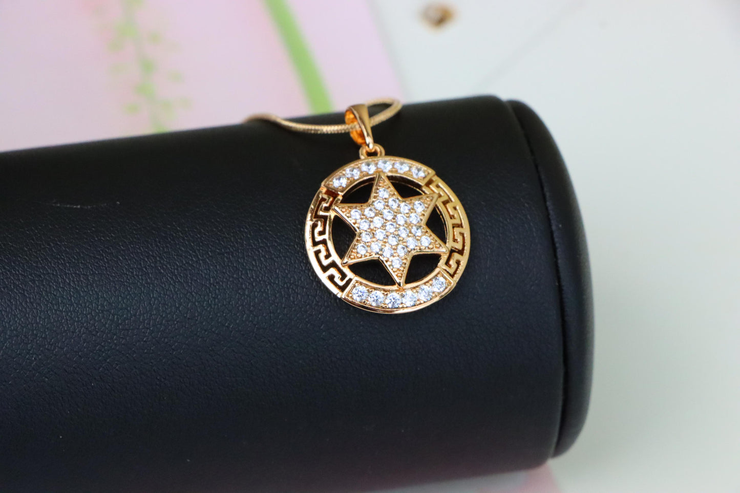 Sparkling Starburst Circle Rose Gold Pendant, XPPT1317 (2131-10)