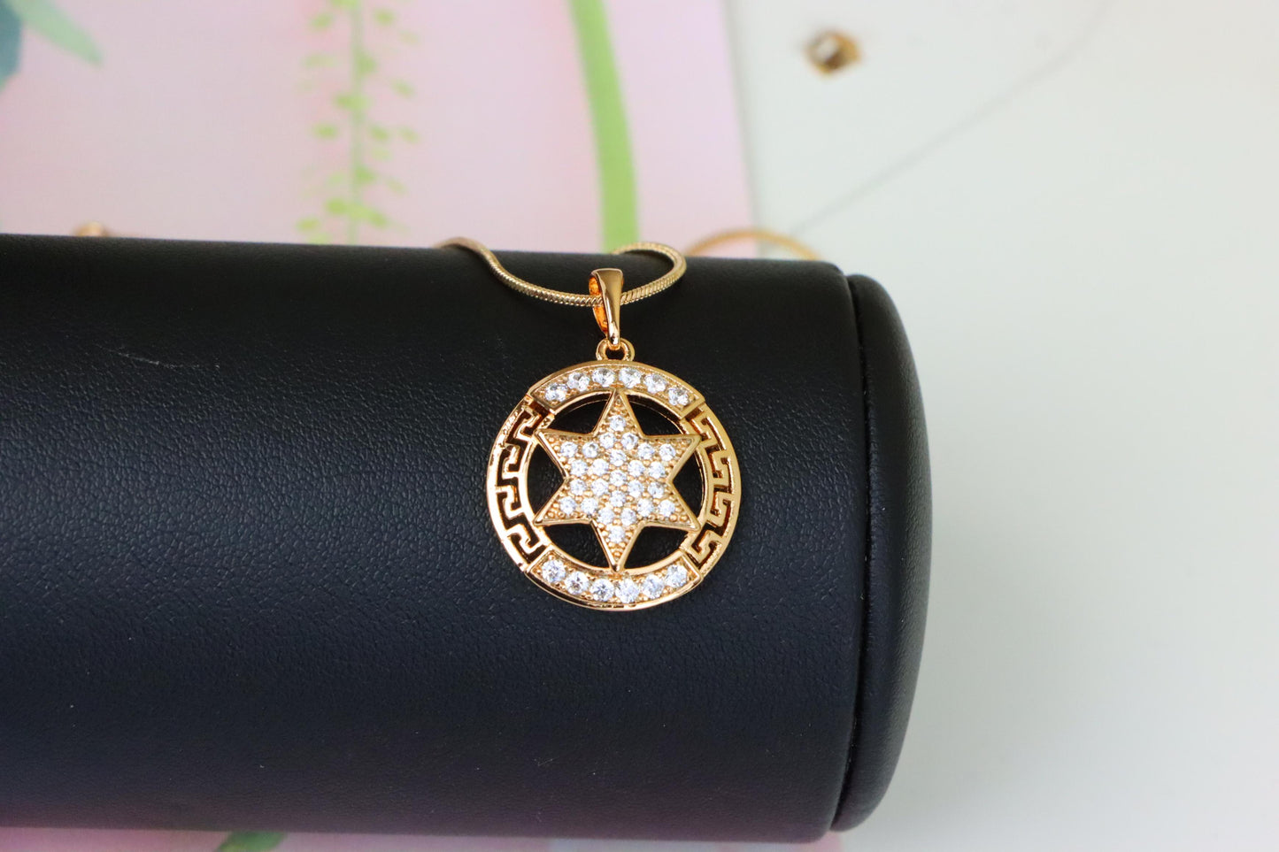 Sparkling Starburst Circle Rose Gold Pendant, XPPT1317 (2131-10)