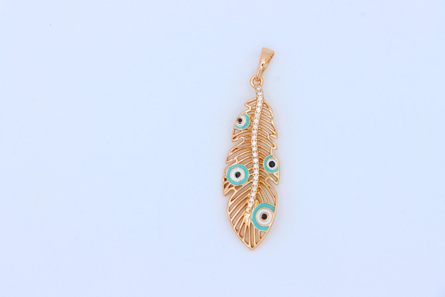 Elegant Peacock Feather Evil Eye Pendant, XPPT1318 (2132-1)