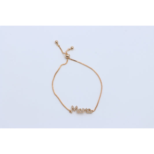 Rose Gold "Mama" Adjustable Bracelet with Sparkling CZ Accents, XPAB0626 (2063-5)