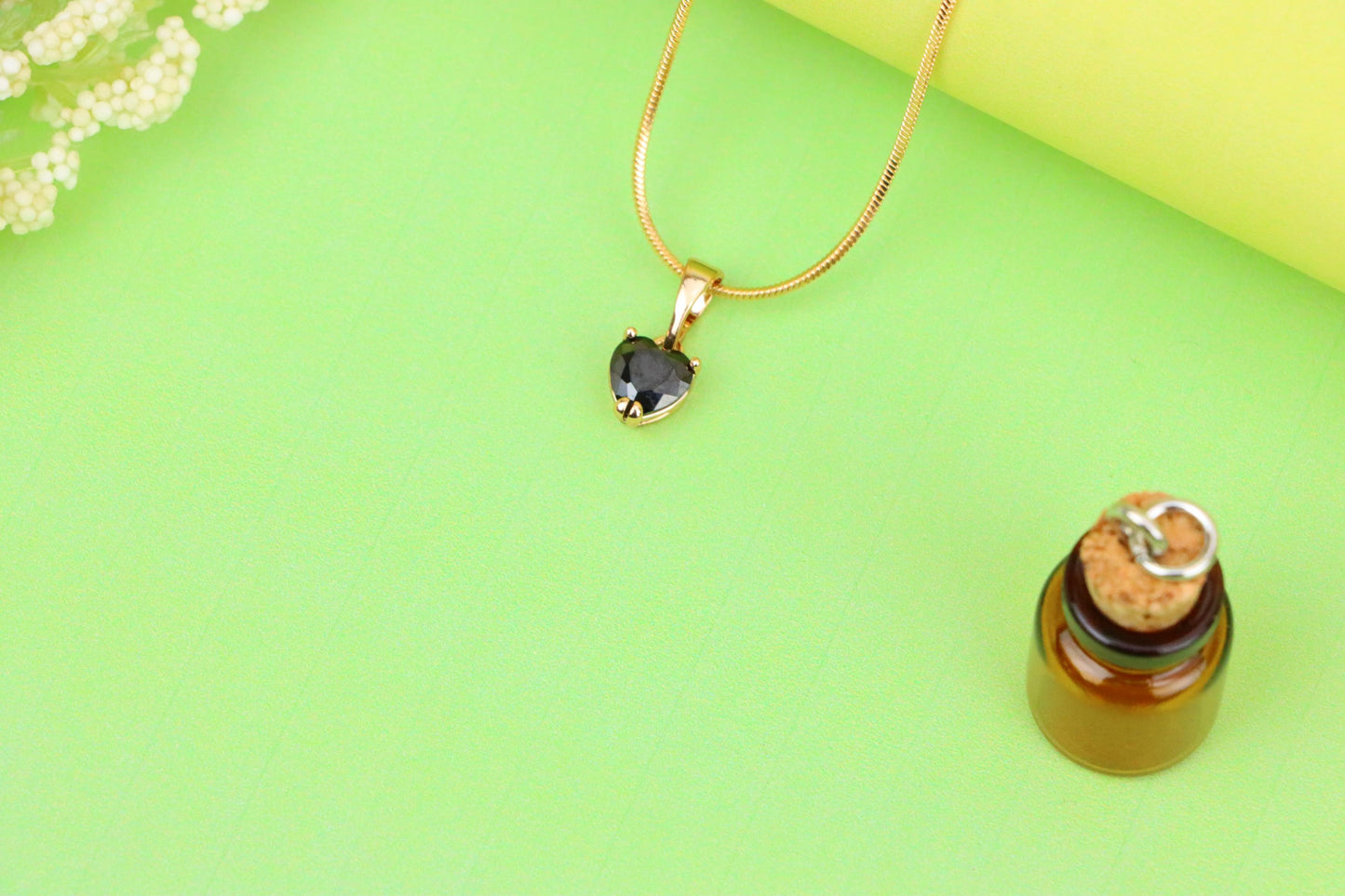 Minimalist Black Heart Pendant in Rose Gold, XPPT1319 (2132-2)