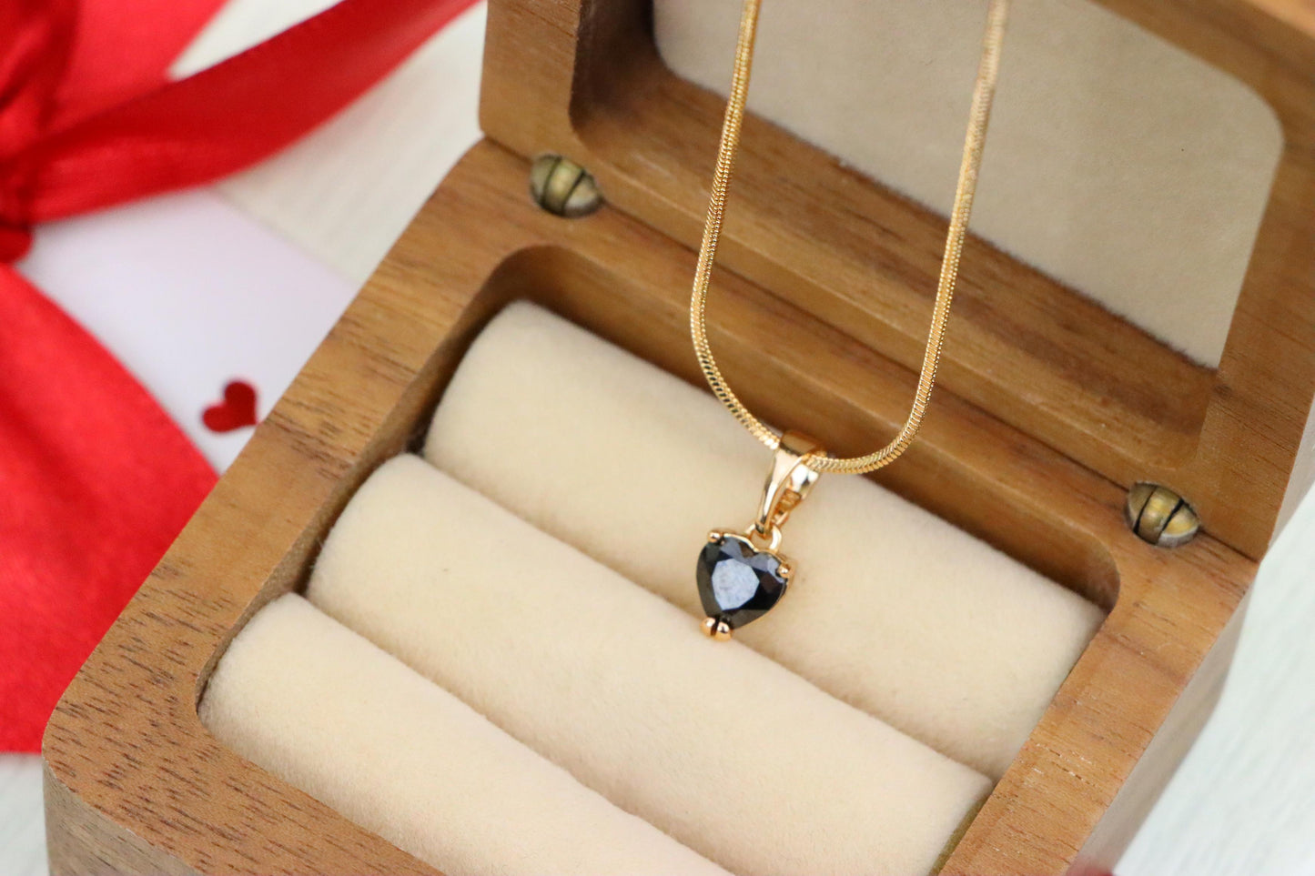 Minimalist Black Heart Pendant in Rose Gold, XPPT1319 (2132-2)