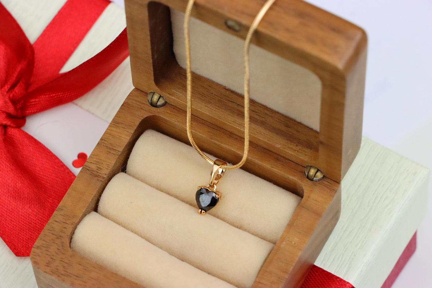 Minimalist Black Heart Pendant in Rose Gold, XPPT1319 (2132-2)