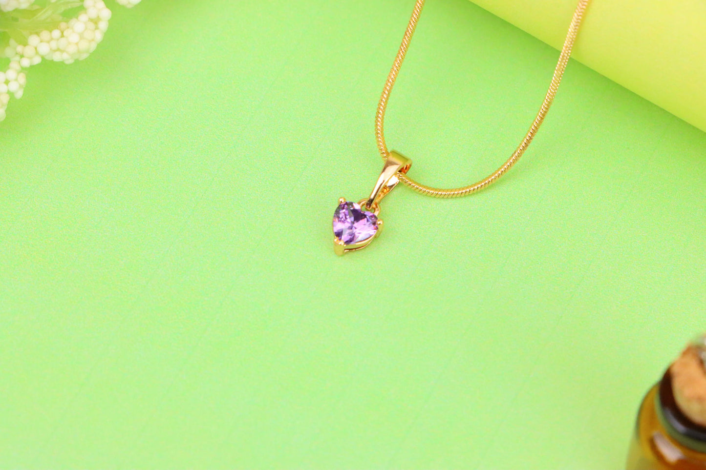 Dainty Heart Light Purple Pendant in Rose Gold, XPPT1320 (2132-2)