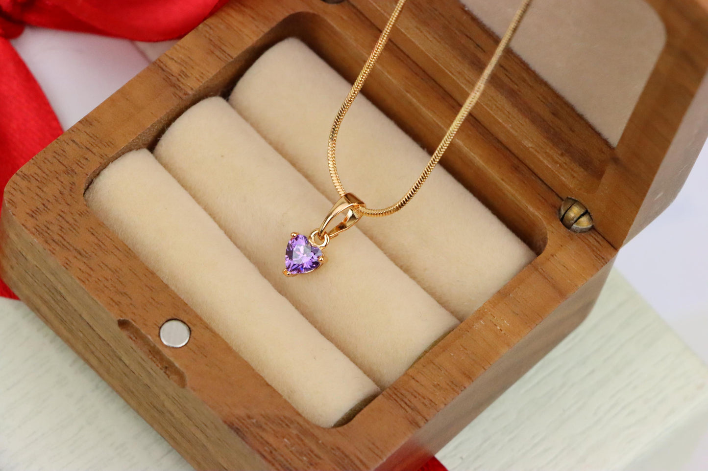 Dainty Heart Light Purple Pendant in Rose Gold, XPPT1320 (2132-2)