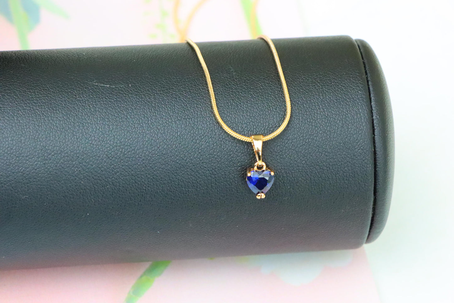 Heart-Shaped Dark Blue Pendant with Rose Gold Finish, XPPT1321 (2132-2)