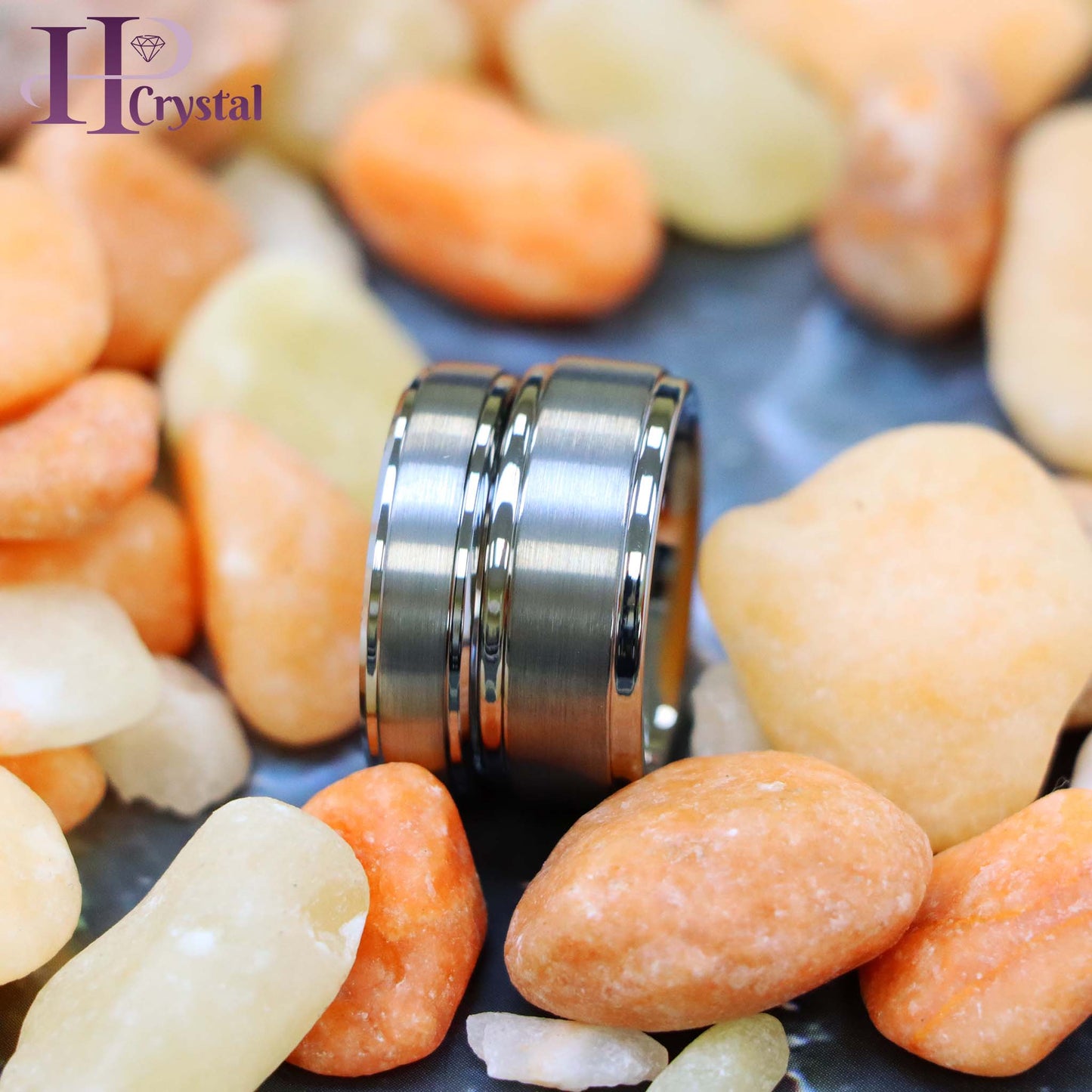 Brushed Center Stepped Edge Tungsten Ring