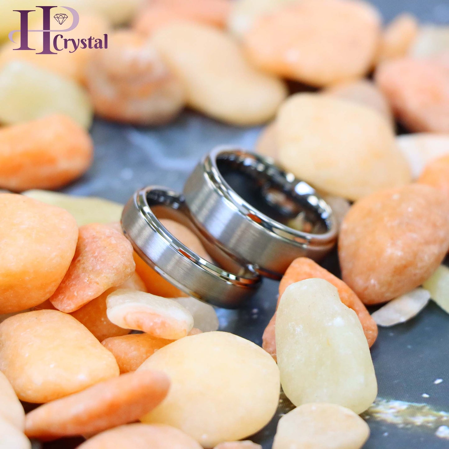 Brushed Center Stepped Edge Tungsten Ring