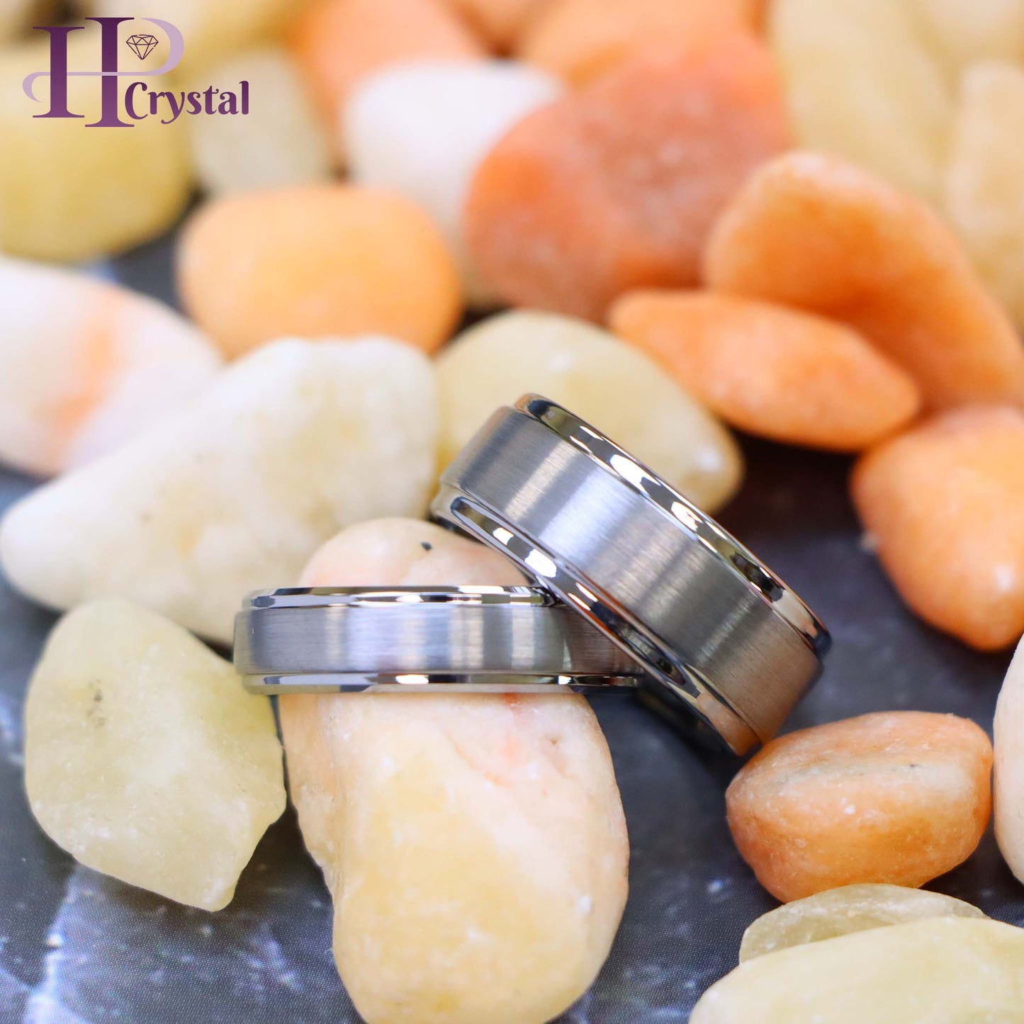 Brushed Center Stepped Edge Tungsten Ring