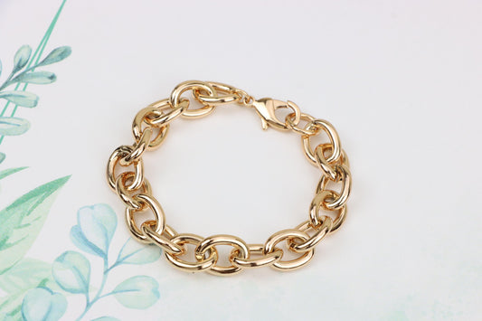 Bold Oval Link Rose Gold Bracelet in High Quality Gold Plated Brass,XPBL0992 (2100-1)