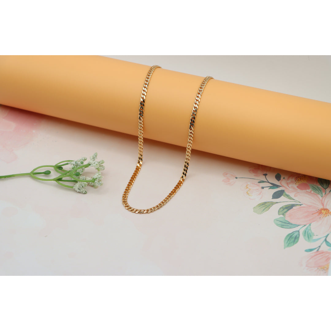 Elegant Flat Link Rose Gold Necklace Gold Plated Brass, XPNL0178 (2018-8)