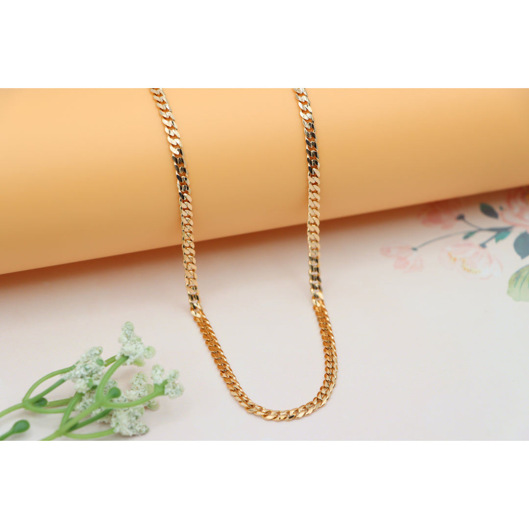 Elegant Flat Link Rose Gold Necklace Gold Plated Brass, XPNL0178 (2018-8)