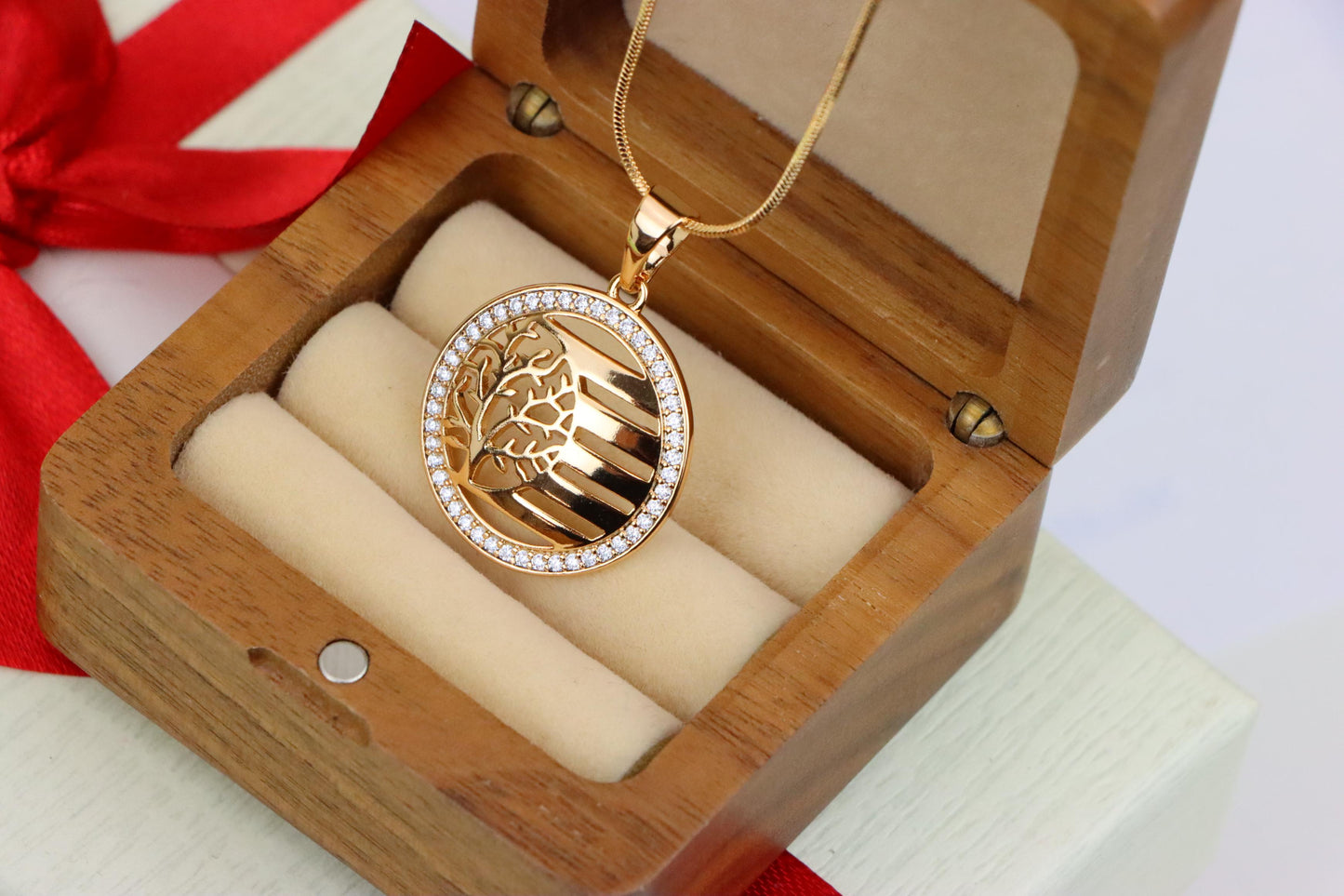 Tree of Life Circle Pendant in Rose Gold, XPPT1322 (2132-3)