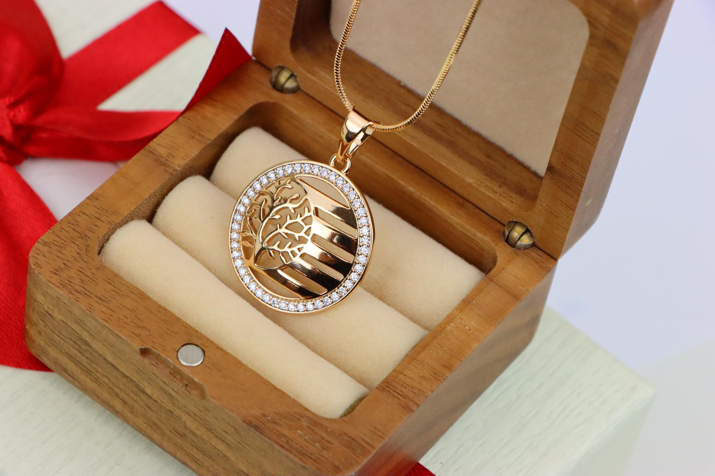 Tree of Life Circle Pendant in Rose Gold, XPPT1322 (2132-3)