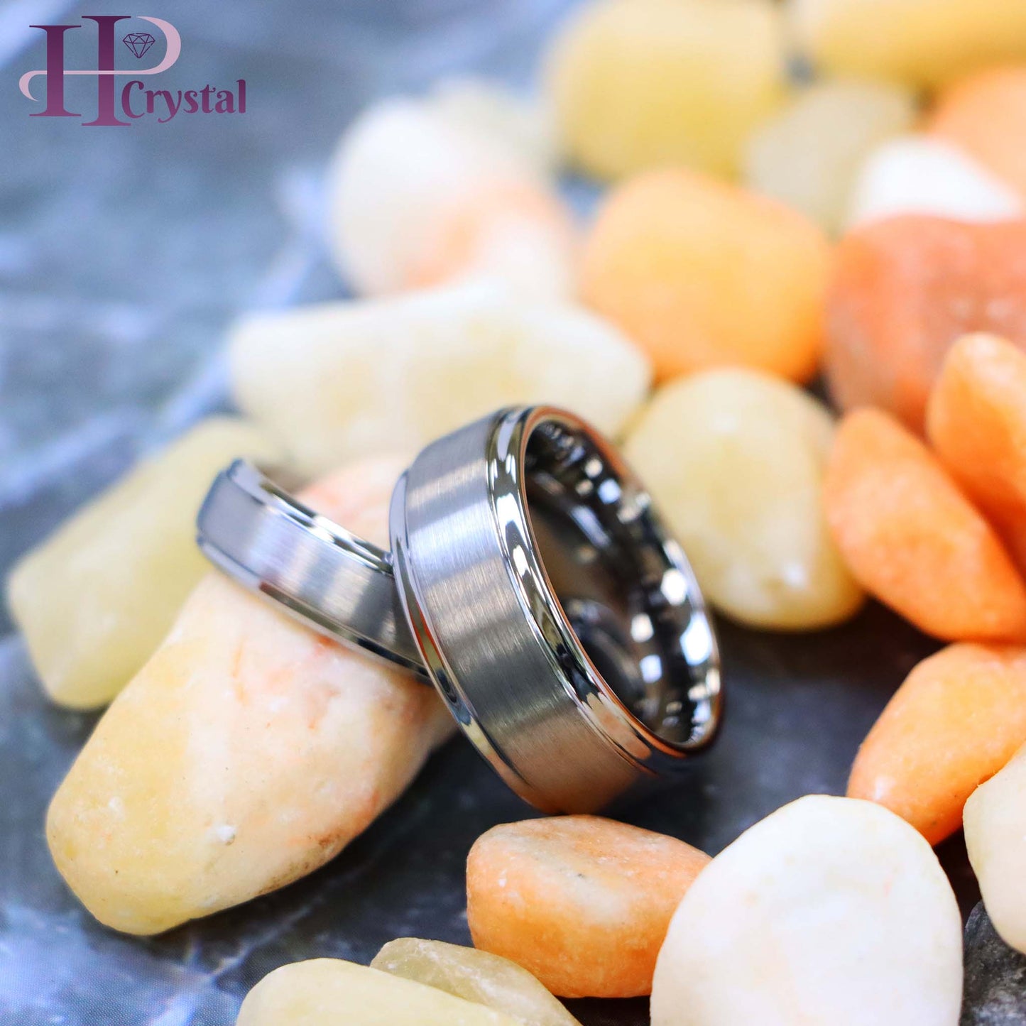 Brushed Center Stepped Edge Tungsten Ring