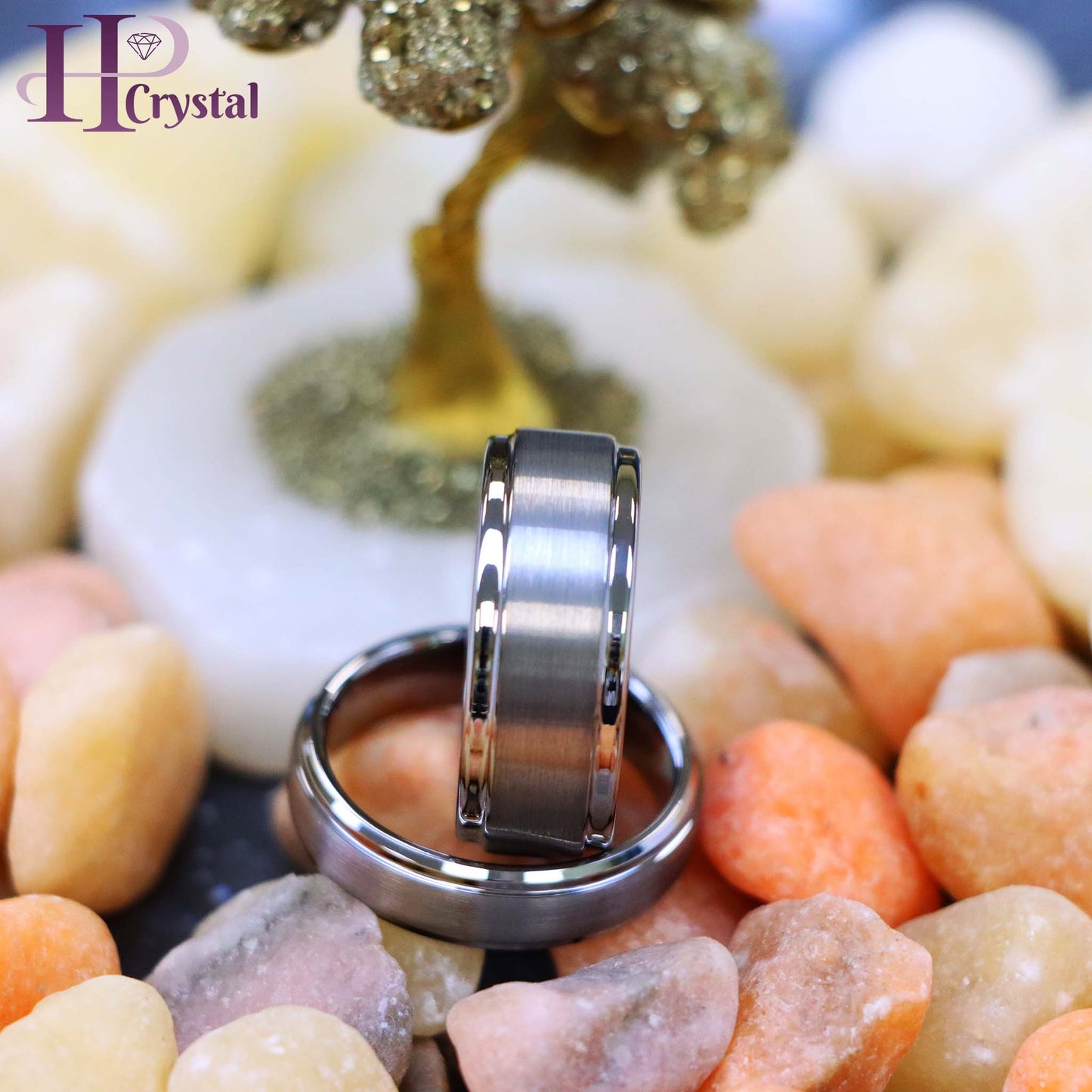 Brushed Center Stepped Edge Tungsten Ring