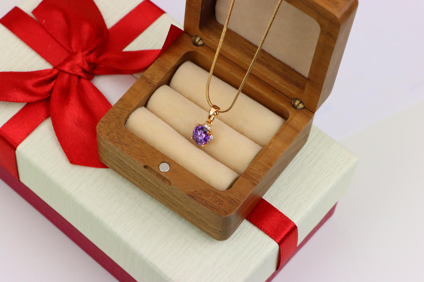 Round Purple Gem Pendant in Rose Gold, XPPT1323 (2132-4)