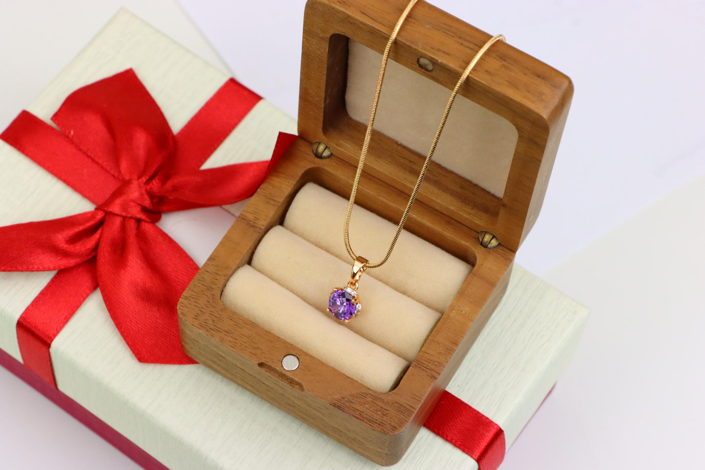 Round Purple Gem Pendant in Rose Gold, XPPT1323 (2132-4)