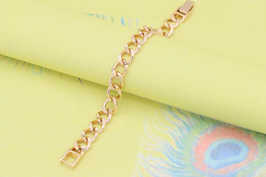 Bold Textured Chain Rose Gold Bracelet in High Polish Finish, XPBL0993 (2100-2)