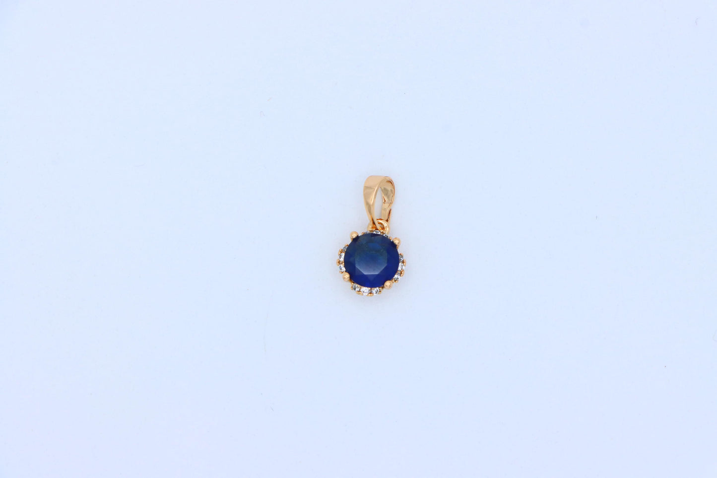 Elegant Round Blue Gemstone Pendant in Rose Gold, XPPT1324 (2132-4)
