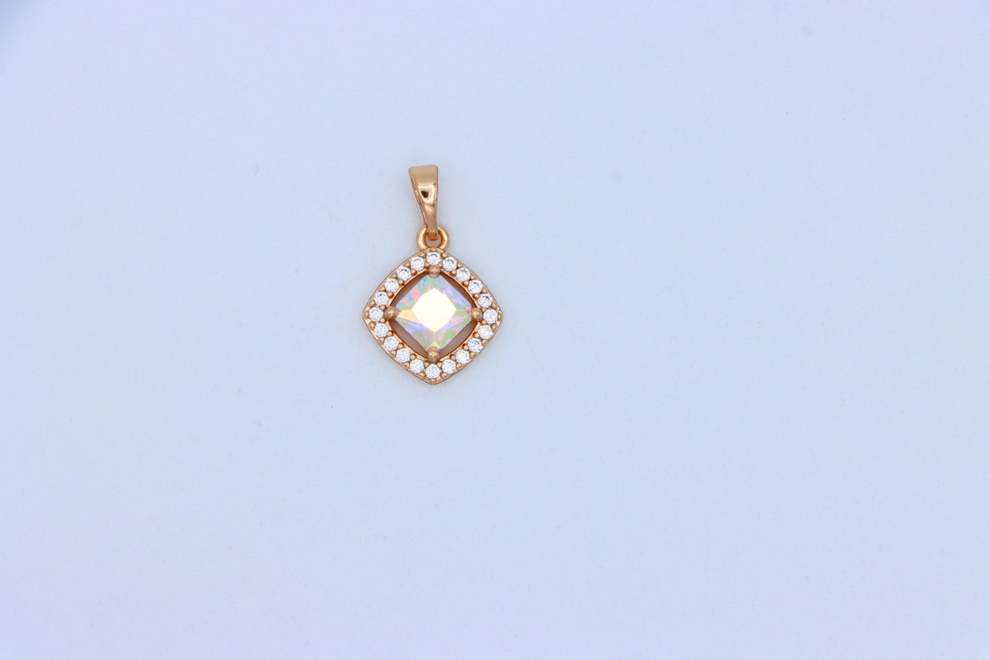 Satin White Pendant with Crystal Halo in Gold Plated Brass Finish, XPPT1790 (2153-1)