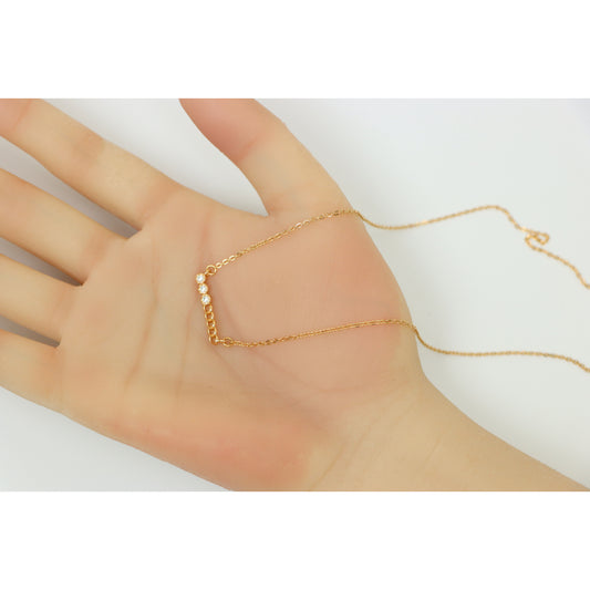 Minimalist Rose Gold Necklace with CZ Bar Pendant, XPNL0180 (2018-10)