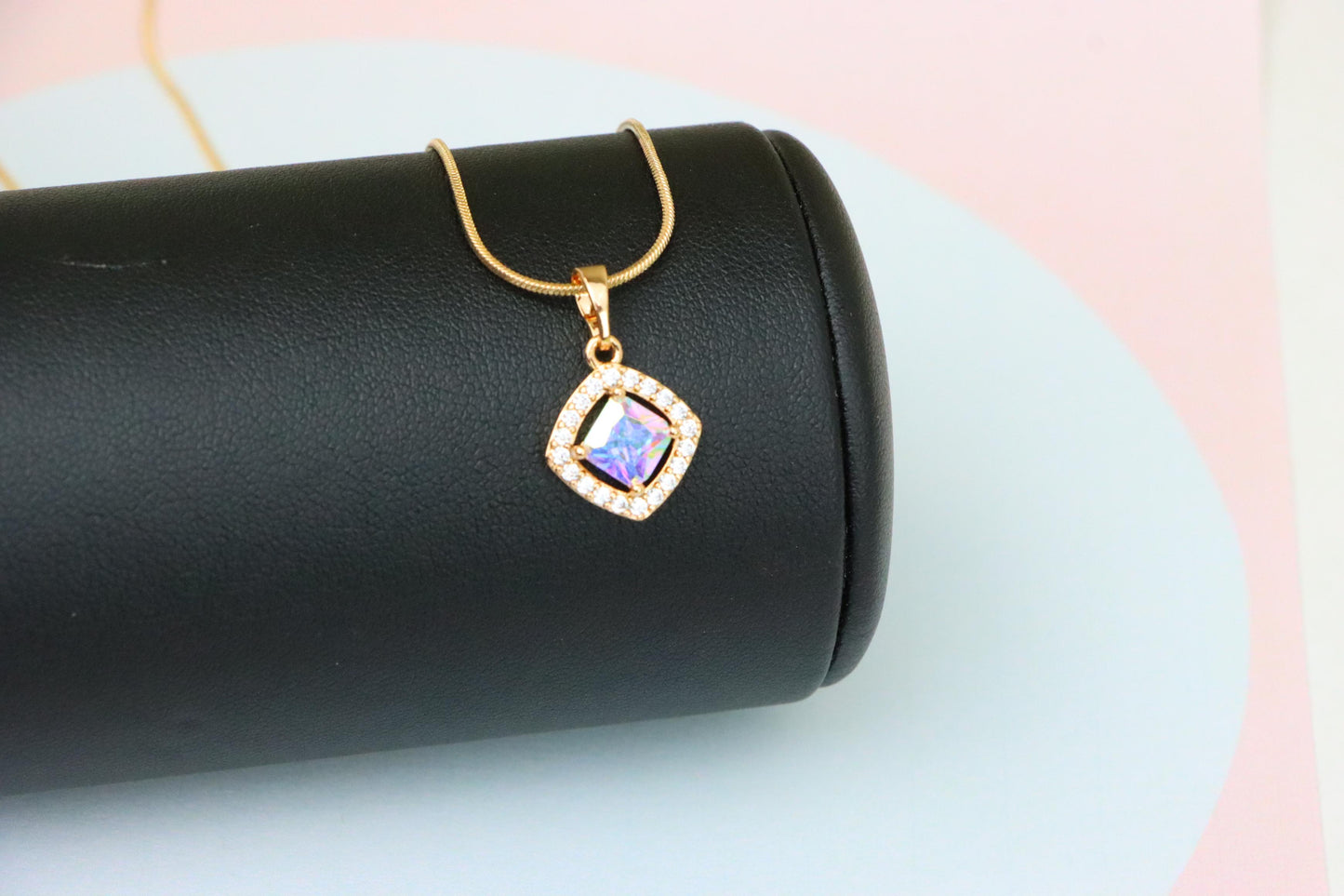 Satin White Pendant with Crystal Halo in Gold Plated Brass Finish, XPPT1790 (2153-1)