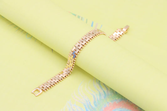 Rose Gold Textured Link Bracelet with Ball Edge, XPBL0994 (2100-3)