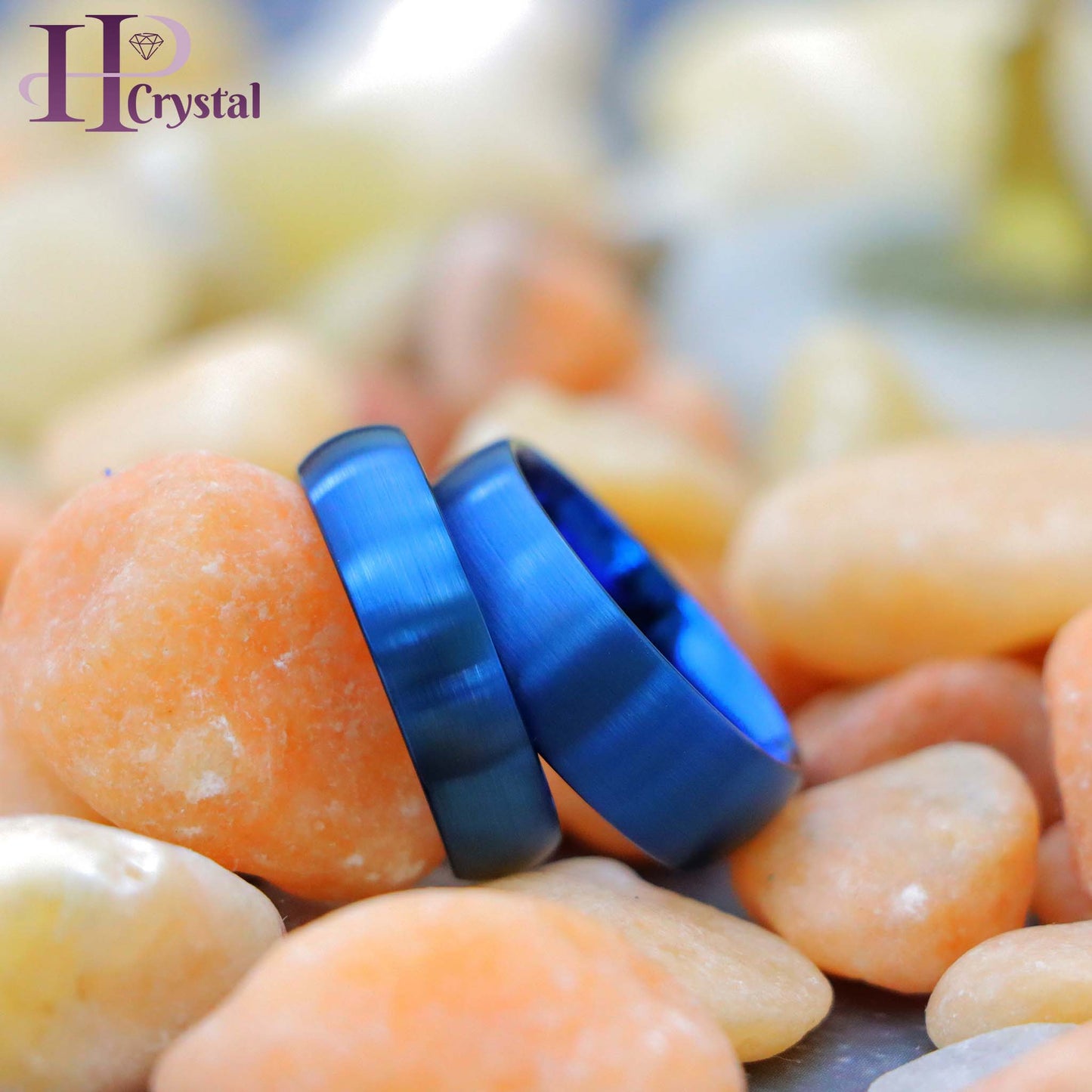 Blue IP Plated Brushed Domed Tungsten Ring