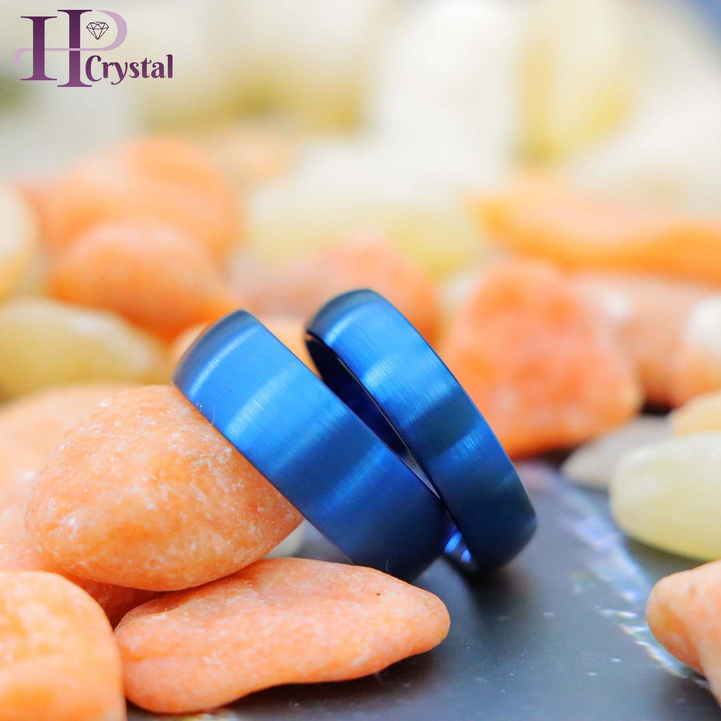 Blue IP Plated Brushed Domed Tungsten Ring