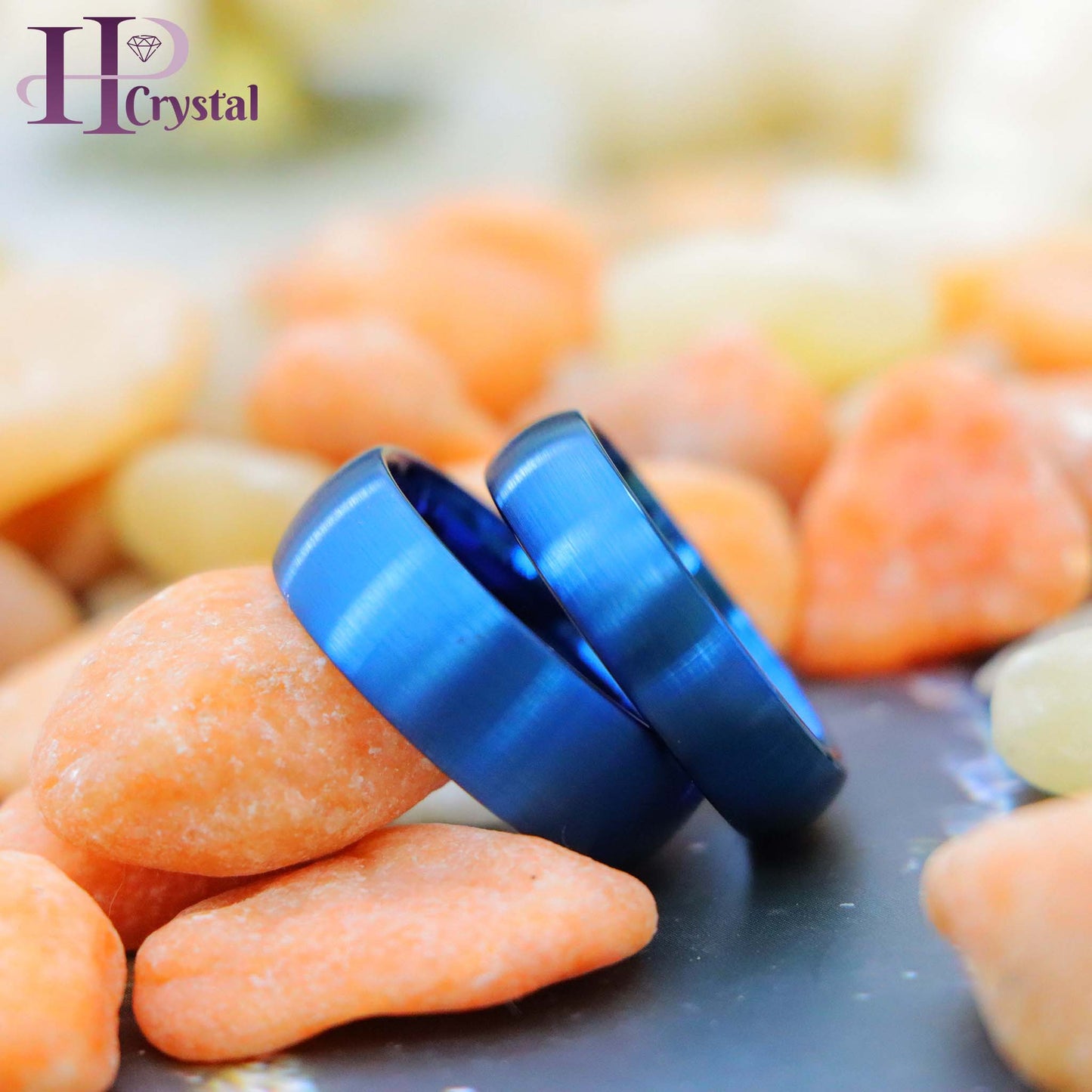 Blue IP Plated Brushed Domed Tungsten Ring