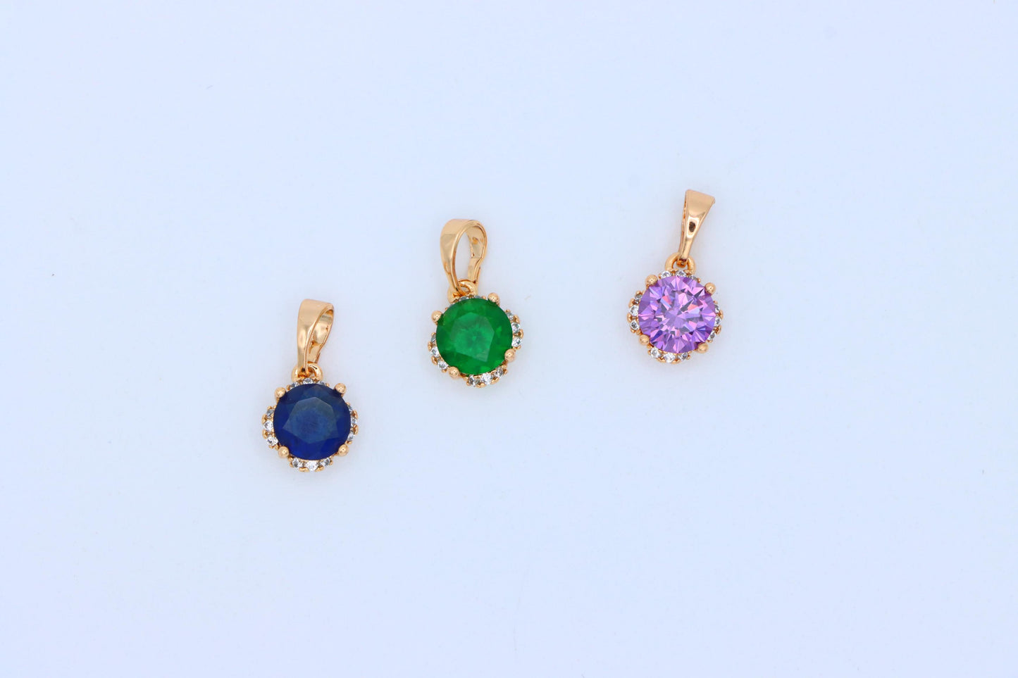 Round Green Gemstone Pendant in Rose Gold – Elegant & Versatile, XPPT1325 (2132-4)