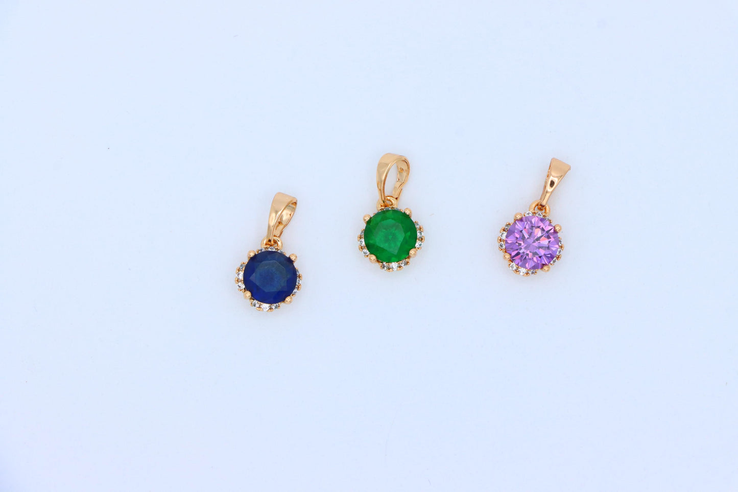 Round Green Gemstone Pendant in Rose Gold – Elegant & Versatile, XPPT1325 (2132-4)