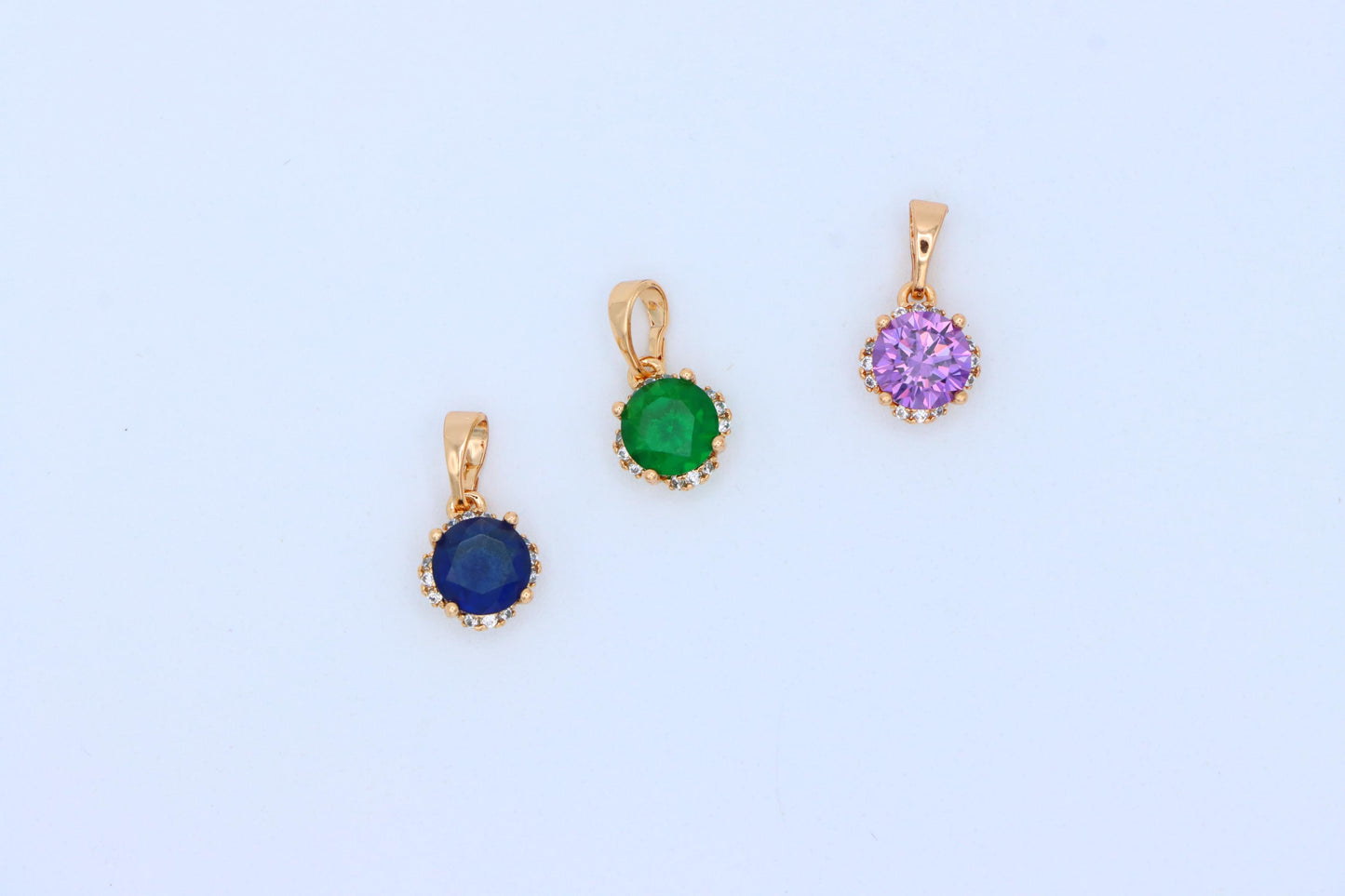 Round Green Gemstone Pendant in Rose Gold – Elegant & Versatile, XPPT1325 (2132-4)