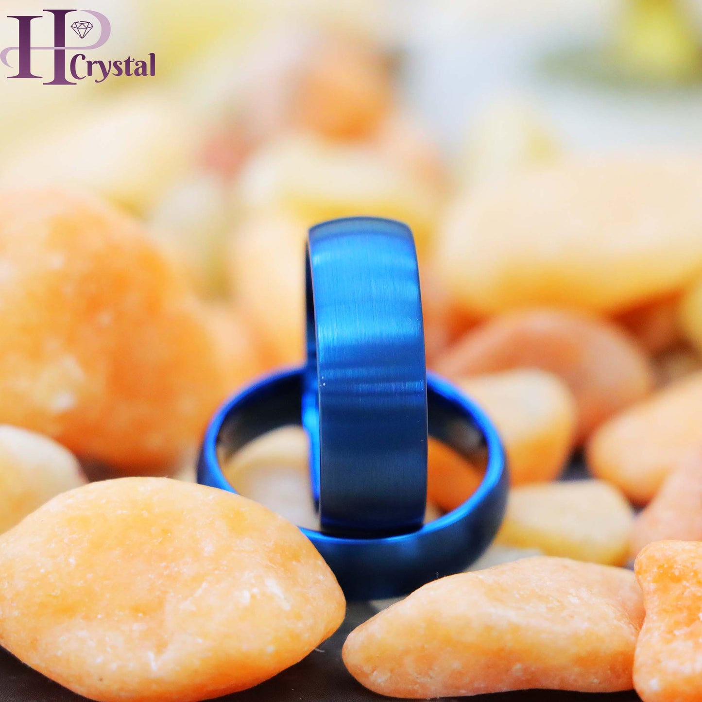 Blue IP Plated Brushed Domed Tungsten Ring