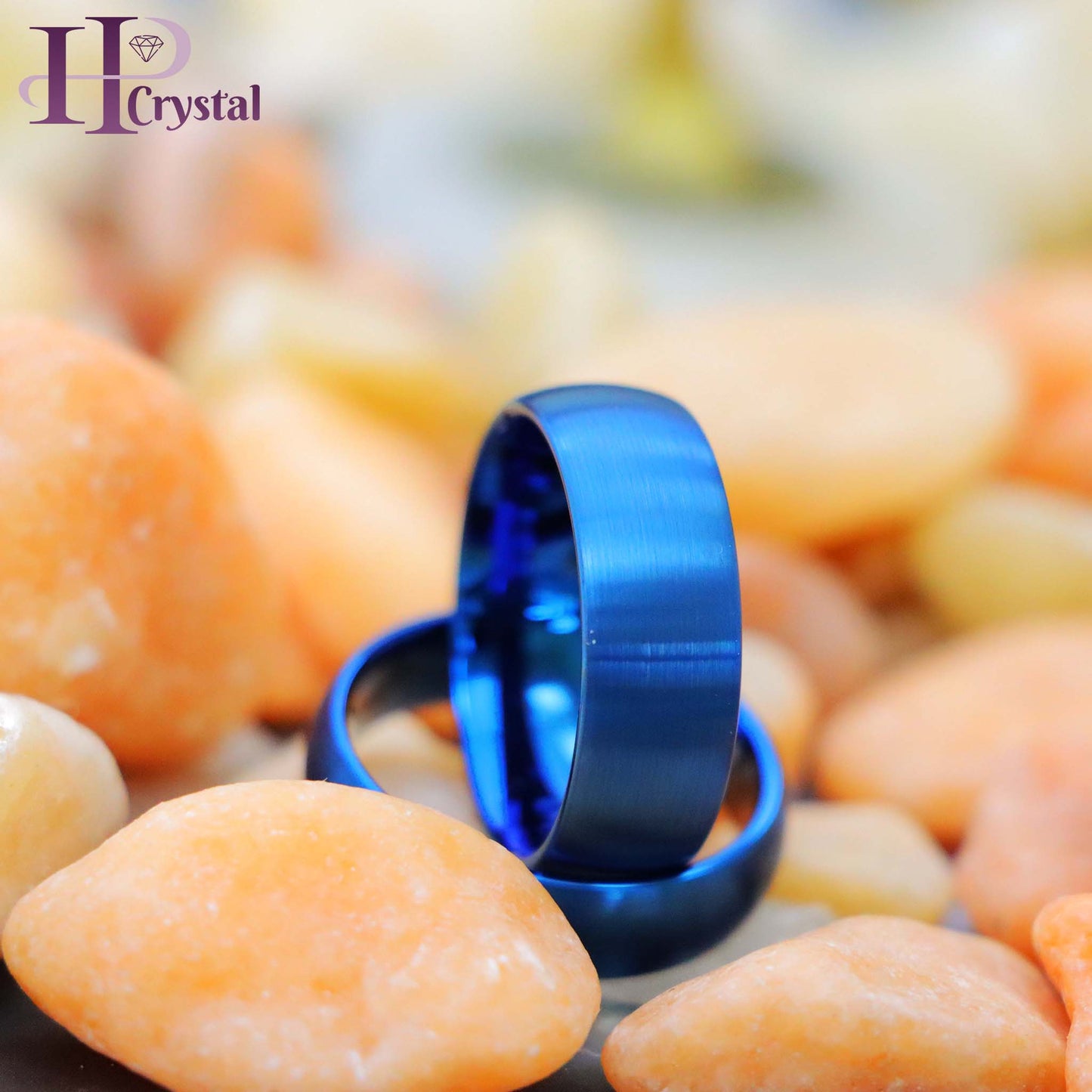 Blue IP Plated Brushed Domed Tungsten Ring
