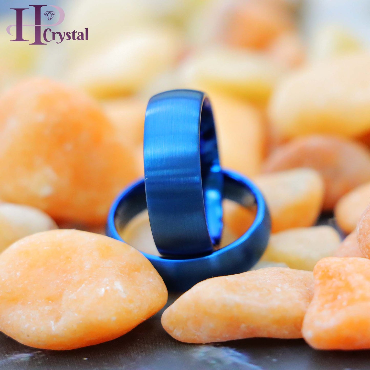 Blue IP Plated Brushed Domed Tungsten Ring