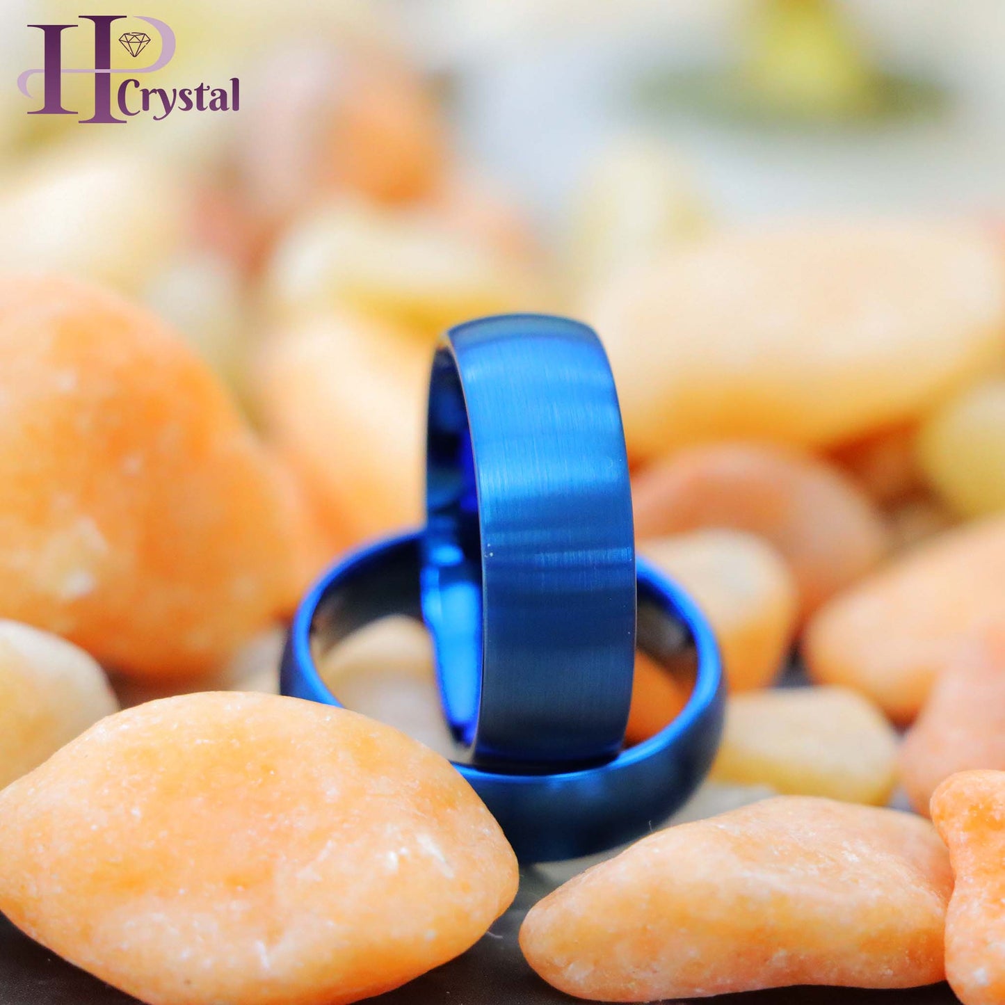 Blue IP Plated Brushed Domed Tungsten Ring