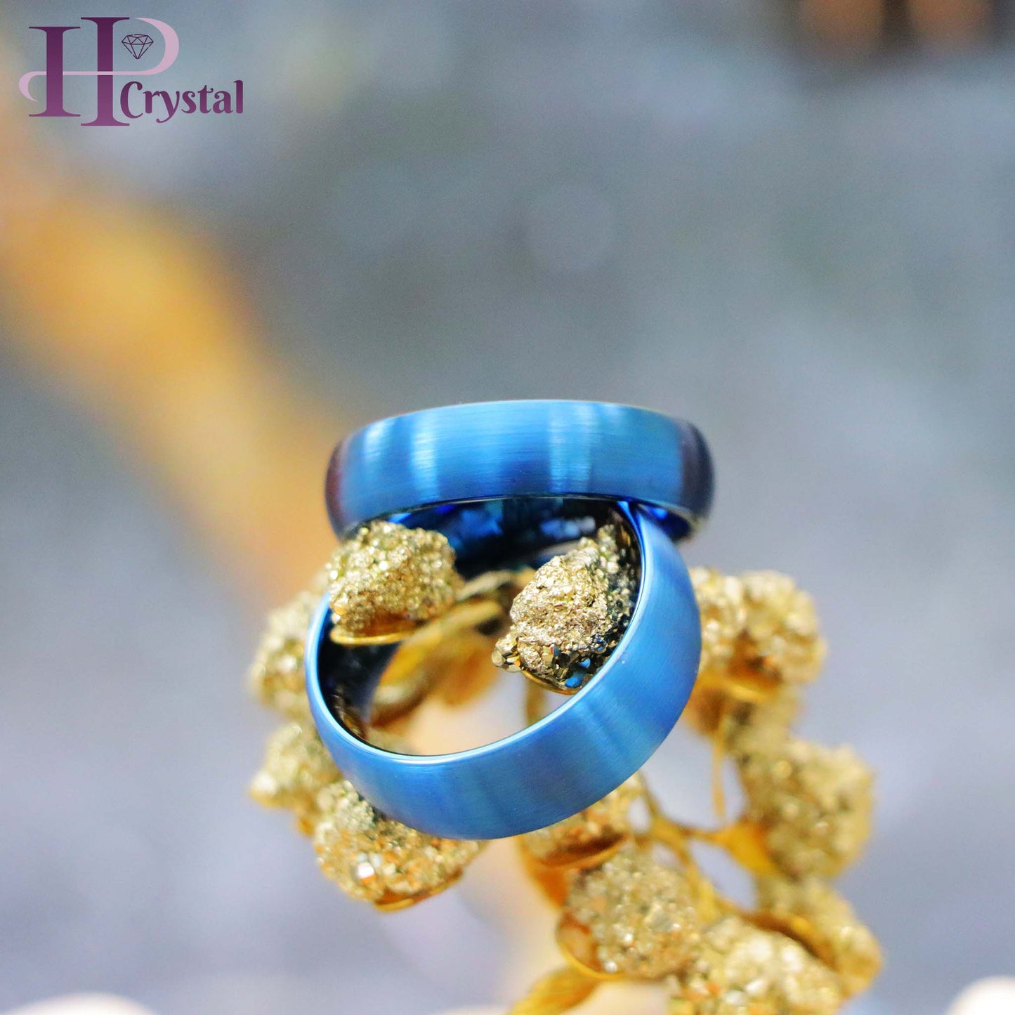 Blue IP Plated Brushed Domed Tungsten Ring