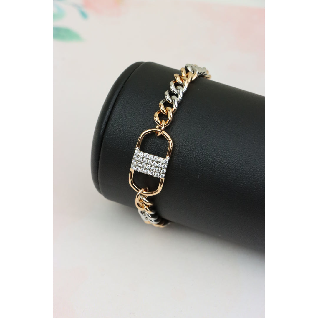 Stylish Rose Gold and Silver Dual Tone Bracelet with Crystal Accent, XPBL0633 (2064-2)