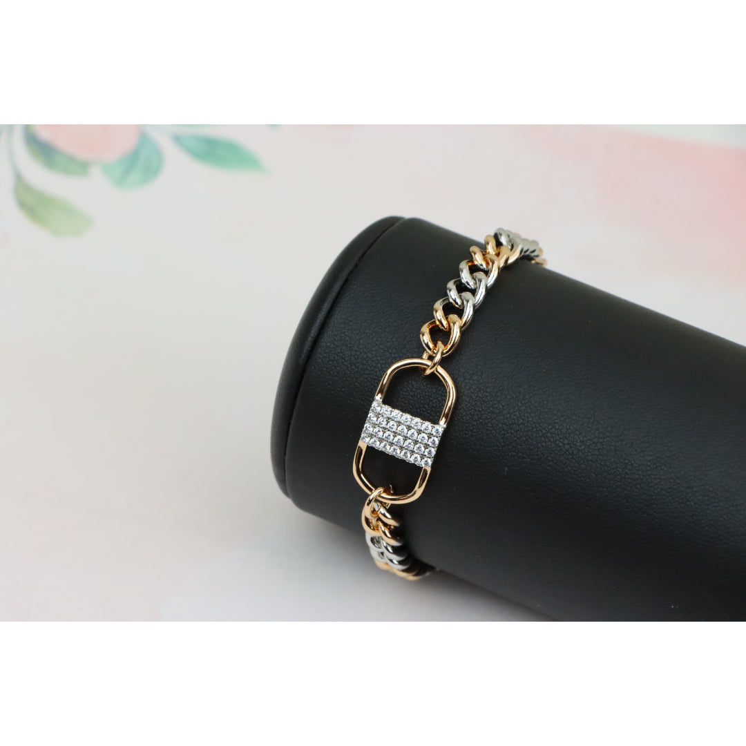 Stylish Rose Gold and Silver Dual Tone Bracelet with Crystal Accent, XPBL0633 (2064-2)