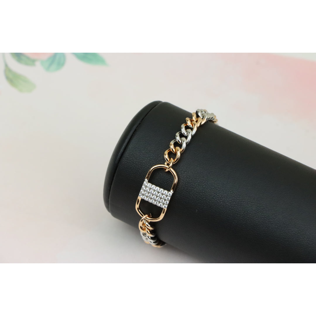 Stylish Rose Gold and Silver Dual Tone Bracelet with Crystal Accent, XPBL0633 (2064-2)